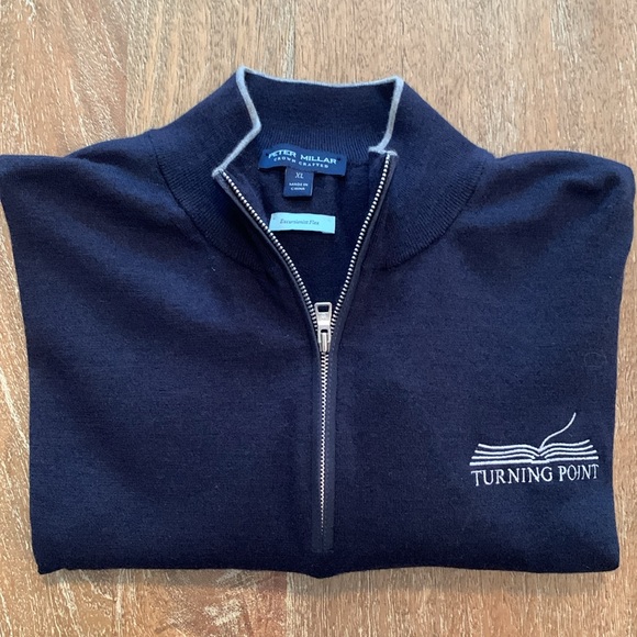 Peter Millar XL Excursionist Flex Quarter-Zip Sweater in Navy from Turning Point - Picture 1 of 10
